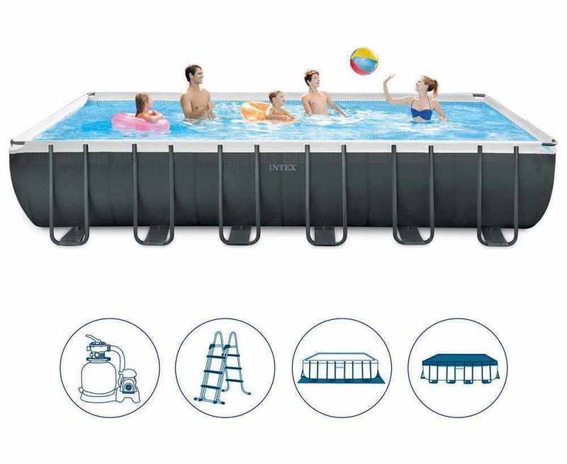 PISCINA ULTRA XTR FRAME RETTANGOLARE 732X366X132 CM, POMPA A SABBIA, SCALETTA DOPPIA, TELO BASE, COPERTURA Intex (gonfiabile)