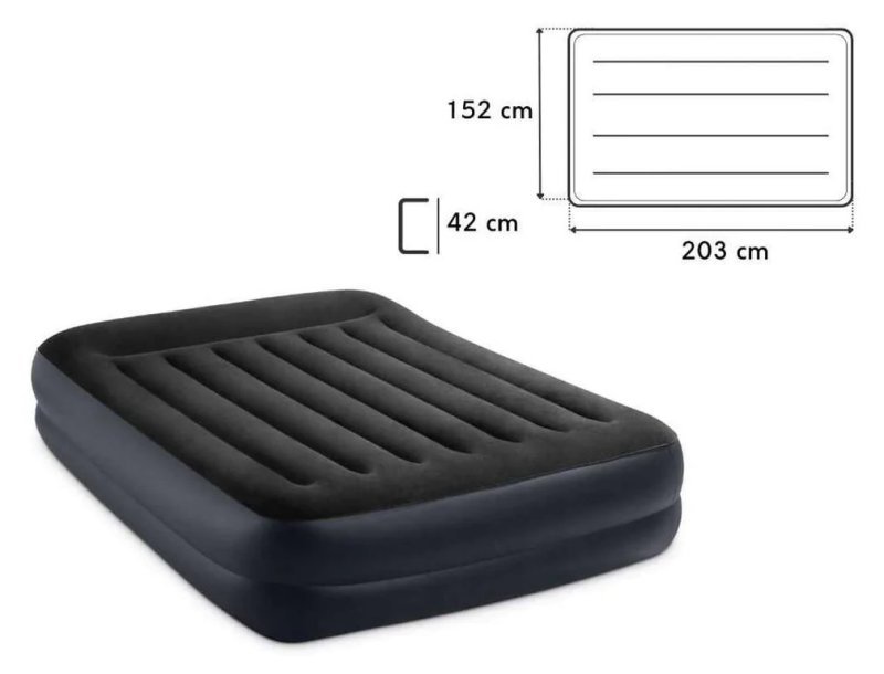 MATERASSO DURA-BEAM PILLOW REST MATRIMONIALE CON TECNOLOGIA FIBER TECH, POMPA ELETTRICA INCORPORATA 152X203X42 CM Intex (gonfiabile)