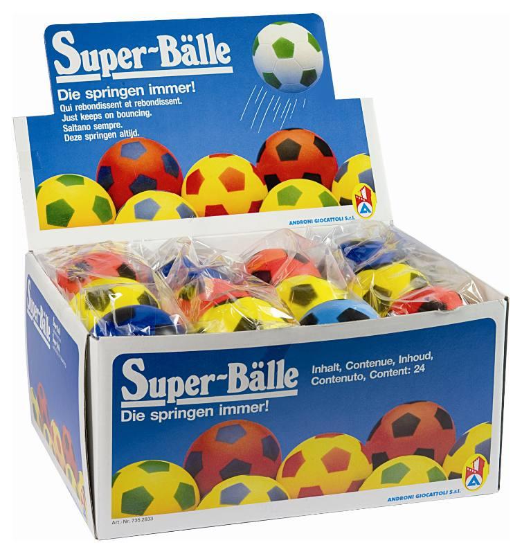 DISPLAY 24 PALLE SUPER BALL DIAM. 70 mm (SACCHETTI da 3 PZ.) - Cm.28,8x20,7x14 (display) androni