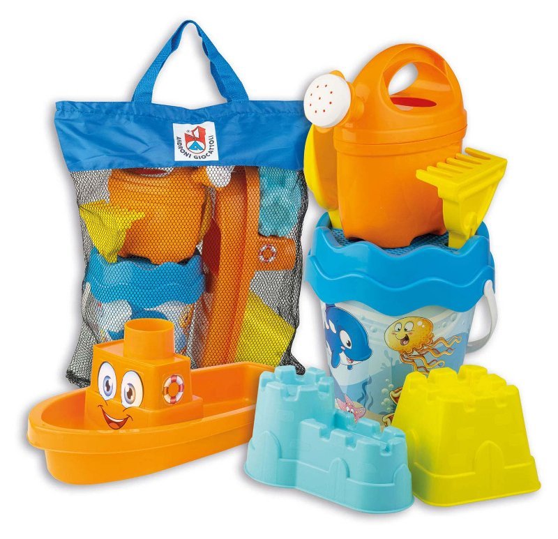 SET MARE DECORO HAPPY FISH in BORSA RETE - Cm.34x18x44 (borsa rete) androni