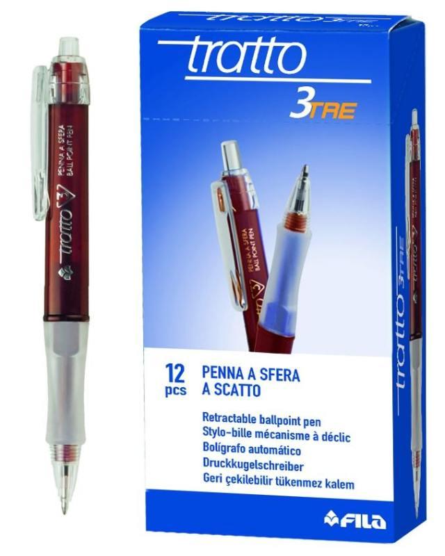 PENNA A SCATTO TRATTO 3 ROSSO - DIAMETRO PUNTA 0,5MM - CONFEZIONE DA 12 PEZZI fila