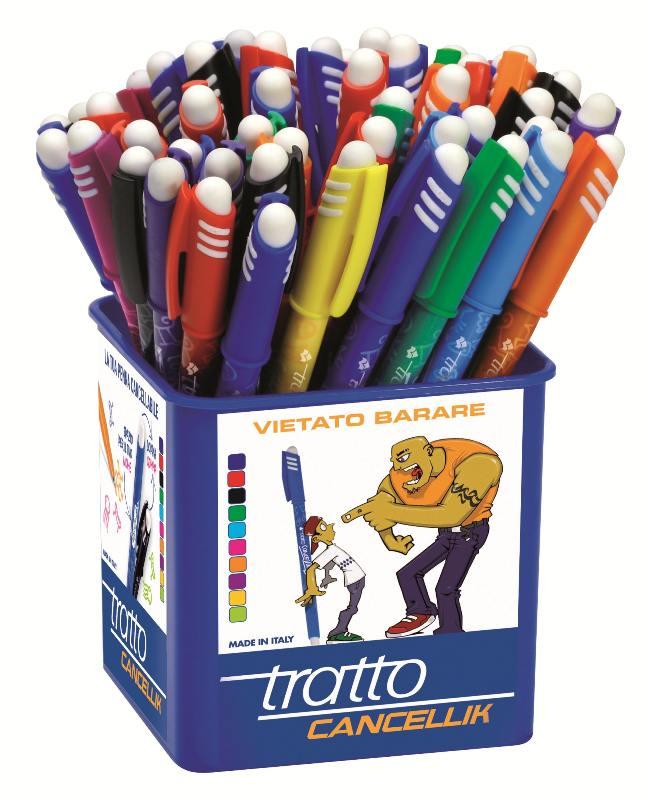 PENNA CANCELLABILE TRATTO CANCELLIK - DIAMETRO PUNTA 0,4MM - BARATTOLO DA 50 PEZZI ASSORTITI fila