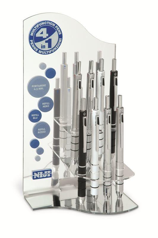 Espositore 8 pz Penna NIJI 4in1 (NERO / ROSSO / BLU / MATITA 0.5) con confezione regalo a parte lebez