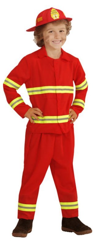 POMPIERE (giacca. pantaloni. elmo) (140 cm / 8-10 Years) widmann