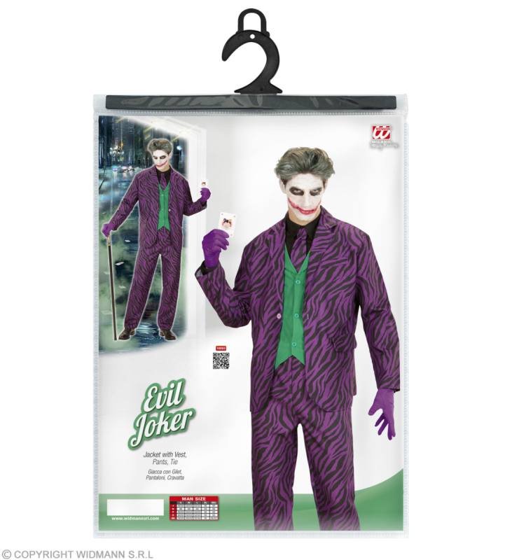 COST.EVIL JOKER (giacca con gilet, pantaloni, cravatta) Taglia (XL) widmann