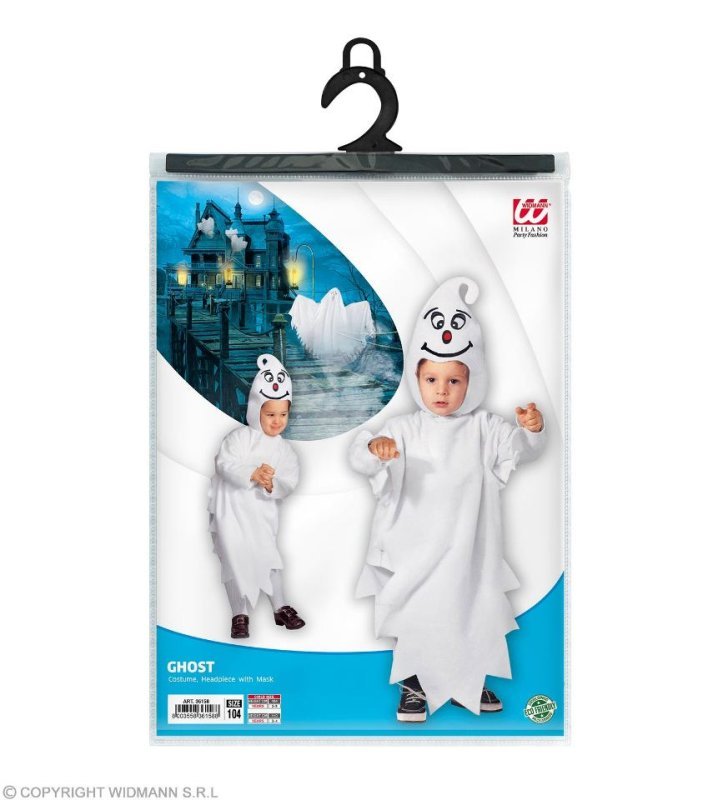 COST.FANTASMA (costume. copricapo con maschera) (104 cm / 2-3 Years) widmann