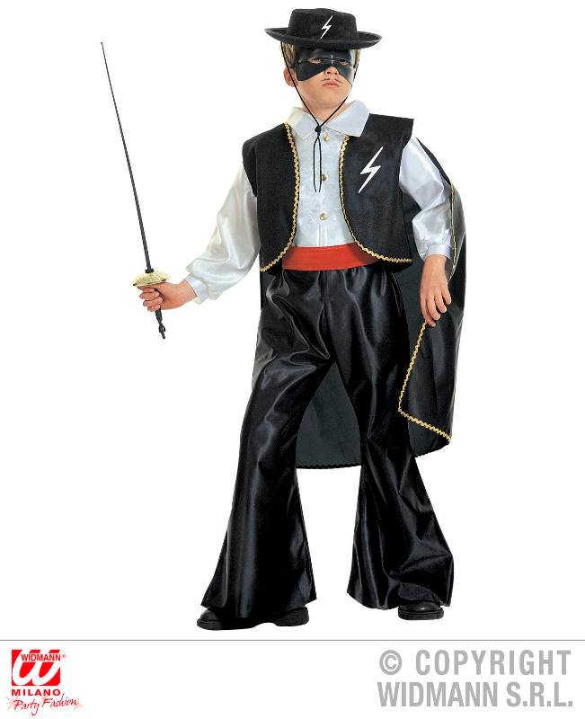 BANDITO MASCHERATO (costume con gilet. cintura. mantello. mascherina) (140 cm / 8-10 Years) widmann