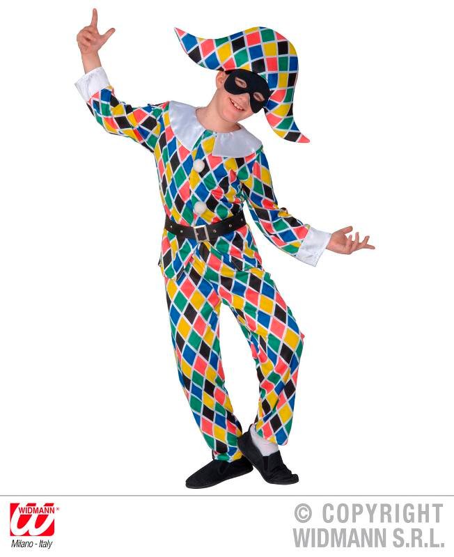 ARLECCHINO (giacca. pantaloni. cintura. cappello) (128 cm / 5-7 Years) widmann