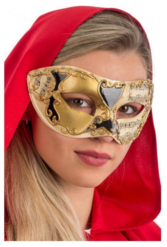 MASCHERA VENEZIANA IN PLASTICA CON DEC.ORO E NERE SU CARTONCINO carnival-toys