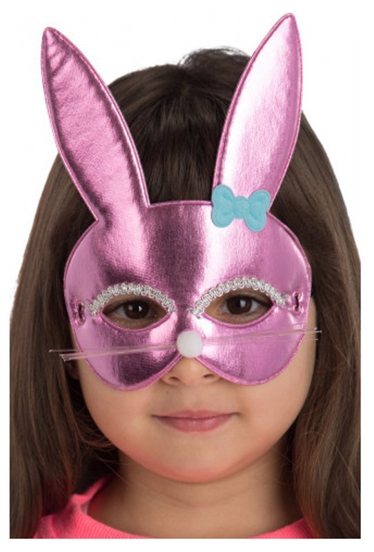 MASCHERA CONIGLIETTA ROSA BIMBA IN TESSUTO METALLIZZATO IN BUSTA C/CAV. carnival-toys