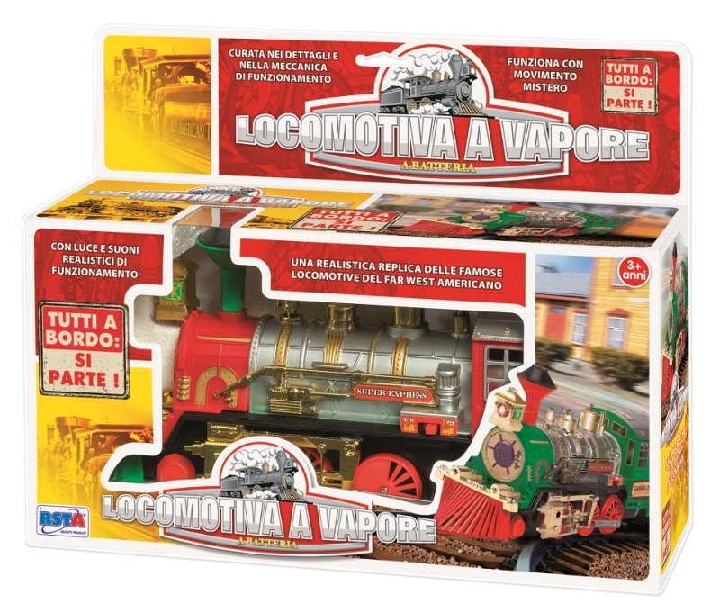 LOCOMOTIVA CLASSICA BATTERIA MOVIMENTO MISTERO LUCI SUONI Ronchi SuperToys (importazione)