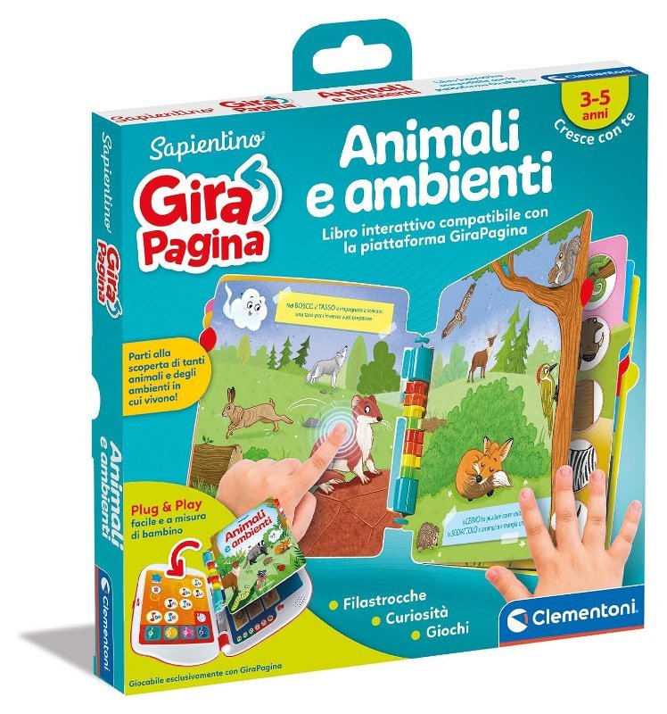 Girapagina Libro Animali e Ambienti clementoni