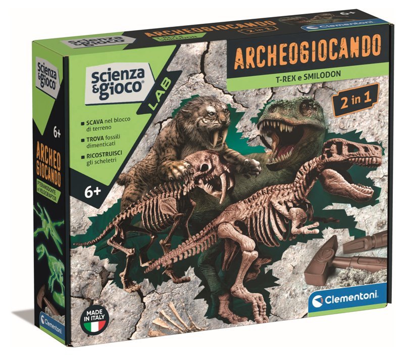 Archeogiocando -T-rex / Smilodon 2in1 clementoni