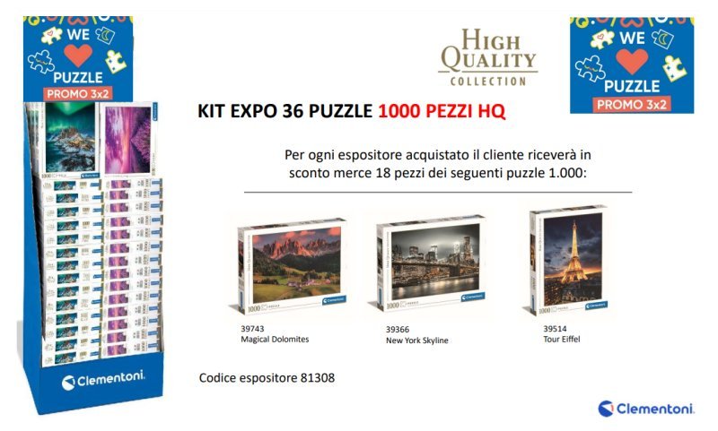 Espositore puzzle promo 3x2 1000 pezzi clementoni