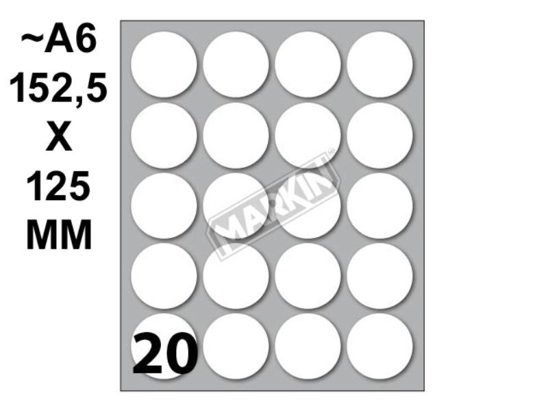Conf. 10 buste da 10 fogli A6 152,5x125 mm ETICHETTE MARKIN permanenti diam. 27mm kohinoor