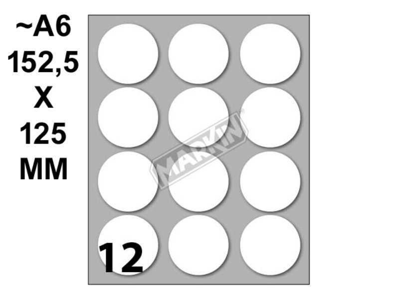Conf. 10 buste da 10 fogli A6 152,5x125 mm ETICHETTE MARKIN permanenti diam. 34mm kohinoor