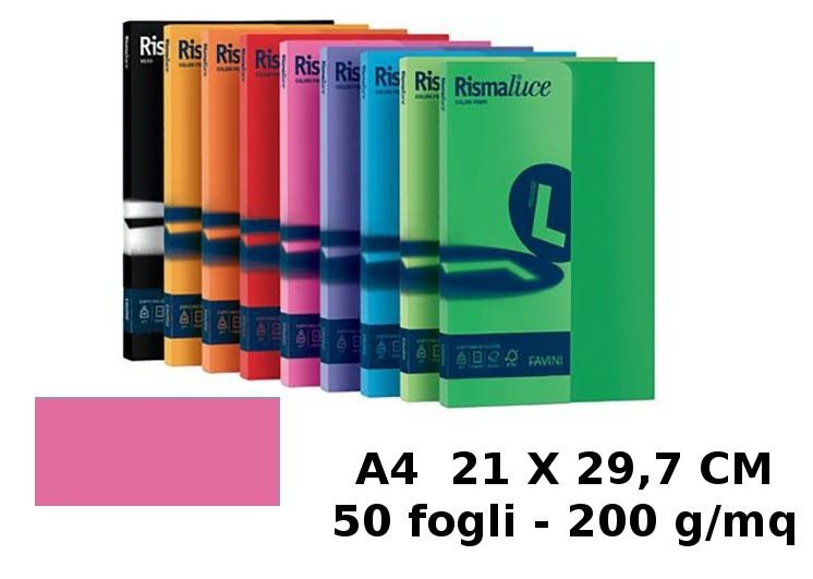 risma luce confezione 50 FOGLI 200 gr A4 ciclamino favini