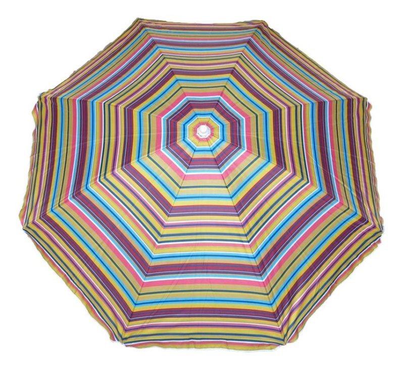 Ombrellone 180 cm, 8 stecche in acciaio. Palo 25 mm in acciaio con snodo.Tessuto Oxford con spalmatura in argento interna. Fantasie a righe. GLG Distribuzione Srl (ex MinutoSalomone)