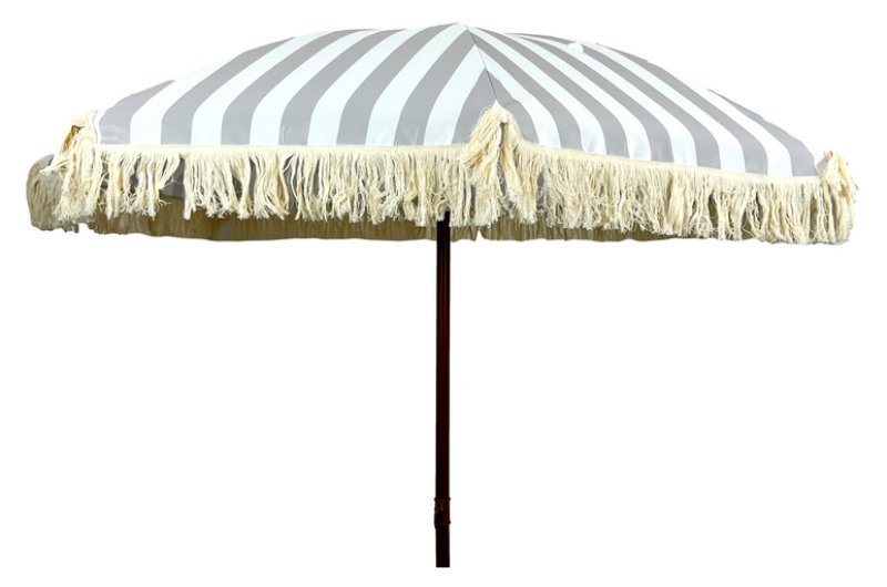 Ombrellone Mare in Poliestere Diametro 200 cm con Palo in Acciaio Effetto Legno e frange GLG Distribuzione Srl (ex MinutoSalomone)