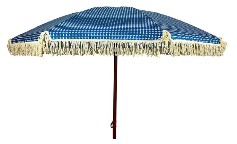 Ombrellone Mare in Poliestere Diametro 200 cm con Palo in Acciaio Effetto Legno e frange GLG Distribuzione Srl (ex MinutoSalomone)