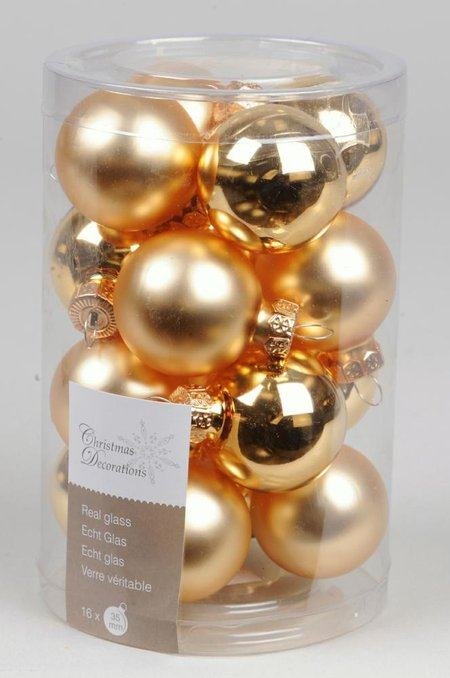 glass mini baubles shiny-matt light gold kaemingk