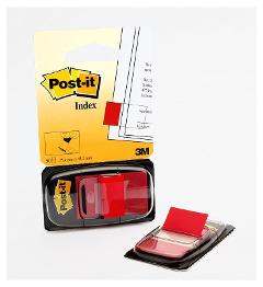 Post-it Index formato medio con dispenser in plastica, colore rosso, 50 segnapagina/dispenser, 1 dispenser/confezione 3m