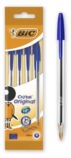 BLISTER 4 PENNE BLU CRISTAL ORIGINAL bic