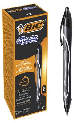 Penna a gel ricaricabile tratto medio 0,7 con grip - colore nero bic