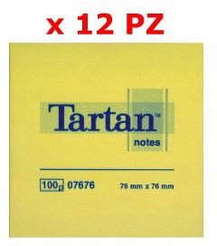 Tartan foglietti riposizionabili colore Giallo light - 100 fogli per blocchetto (63 g/m2)76 x 76mm 3m