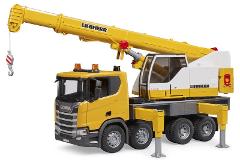 Scania Super 560R camion con gru Liebherr con luci e suono bruder