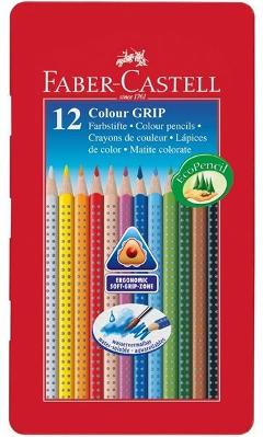 Scatola in metallo 12 colori a matita acquerellabili a sezione triangolare con grip antiscivolo faber-castell