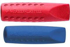 Busta 2 gommini per cancellare e proteggere la mina - colore ROSSO/BLU - espositore da 24 buste faber-castell