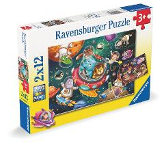 Puzzle 2x12 pz Animali nello spazio ravensburger