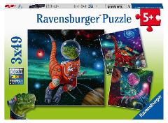 Puzzle 3x49 pz Dinosauri nello spazio ravensburger