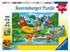 Puzzle 2x24 pz Famiglia di orsi va in campeggio ravensburger