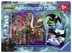 Puzzle 3x49 pz Dragons ravensburger