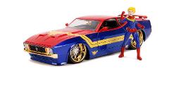 Marvel Captain Marvel 1973 Ford Mustang Mach 1 in scala 1:24 die-cast con personaggio di Captain Marvel in die cast Simba