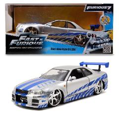 Fast & Furious 2002 Nissan Skyline in scala 1:24 die-cast, funzionamento a ruota libera, parti apribili Simba