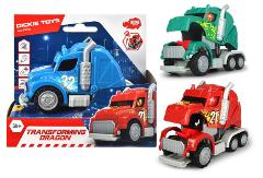 Transforming Dragon, 3-asst.pullback, sound, blinking light, 12.5 cm, TB red, blue, green Simba