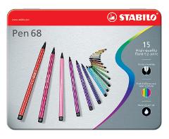 STABILO Pen 68 scatola in metallo ARTY da 15 colori ass. stabilo