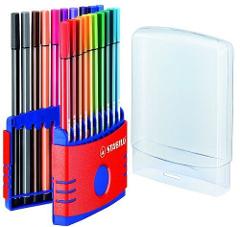 STABILO Pen 68 ColorParade, scatola in plastica blu/rosso da 20 colori ass. stabilo