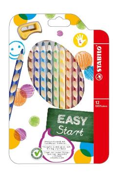 STABILO EASYcolors astuccio in cartone da 12 colori ass.per mancini+temperino stabilo