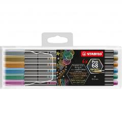 STABILO Pen 68 metallic astuccio in plastica da 6 colori ass stabilo