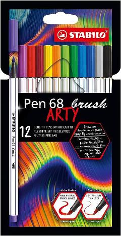 STABILO Pen 68 brush ARTY Line astuccio in cartone da 12 colori ass. stabilo