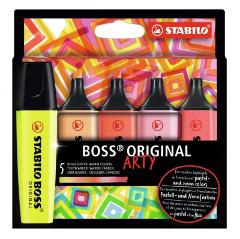 STABILO BOSS astuccio in cartone ARTY da 5 colori ass. - colori caldi stabilo