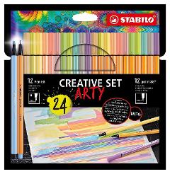 STABILO creative set ARTY astuccio in cartone da 12 Pen 68 e 12 point 88 stabilo