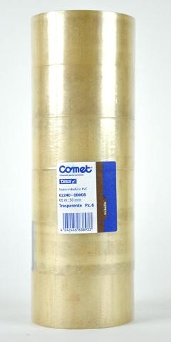 Nastro adesivo COMET per imballi TRASPARENTE misure 66m x 50mm - confezione da 6 pezzi Tesa-Comet