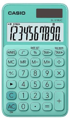 Calcolatrice tascabile con display a 10 cifre e con possibilita' di effettuare diversi calcoli come: calcolo IVA, calcolo del tempo, calcolo profitto e calcolo della percentuale ed e' dotata di radice quadrata, 3 tasti memoria casio