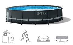 PISCINA ULTRA XTR FRAME 488X122 CM POMPA A SABBIA, SCALETTA DOPPIA, TELO BASE, COPERTURA Intex (gonfiabile)