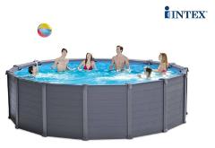 PISCINA GRAPHITE CM 478X124 POMPA A SABBIA, SCALETTA DOPPIA, TELO BASE, COPERTURA I.1 Intex (gonfiabile)